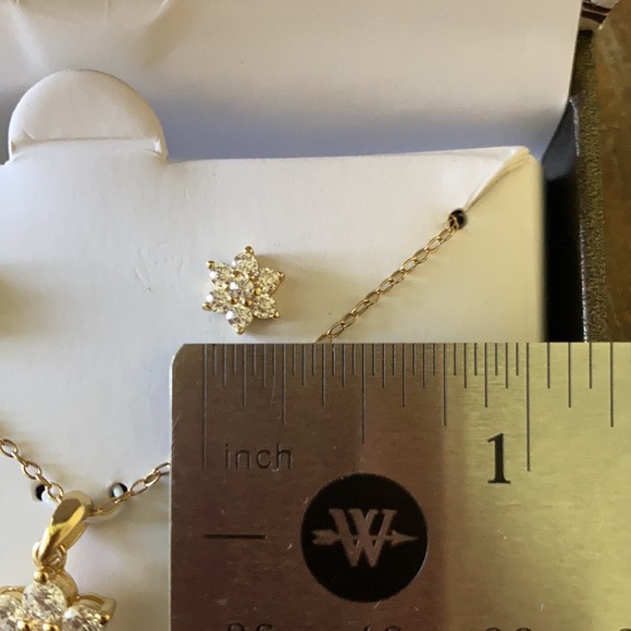 Cubic Zirconia 18K Gold Over Sterling Silver Flower Set - Picture 8 of 9